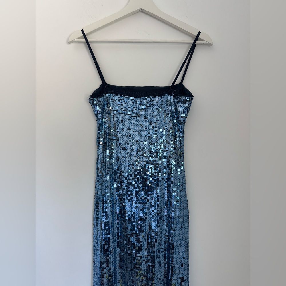 Reformation XS Elise Blue Sequin Knit Dress - Picture 6 of 11